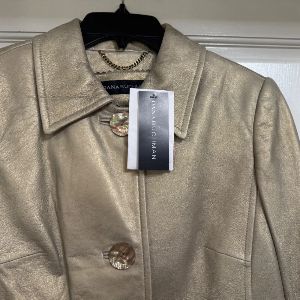 SALE New with Tags Dana Buchman Distressed Gold Leather sz S - Picture 5 of 6